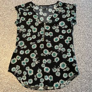 XS Express floral blouse with gold zipper